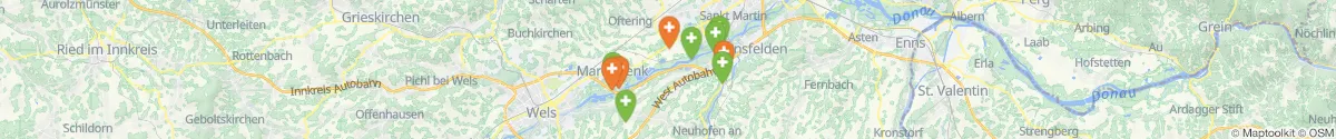 Kartenansicht für Apotheken-Notdienste in der Nähe von Pucking (Linz  (Land), Oberösterreich)